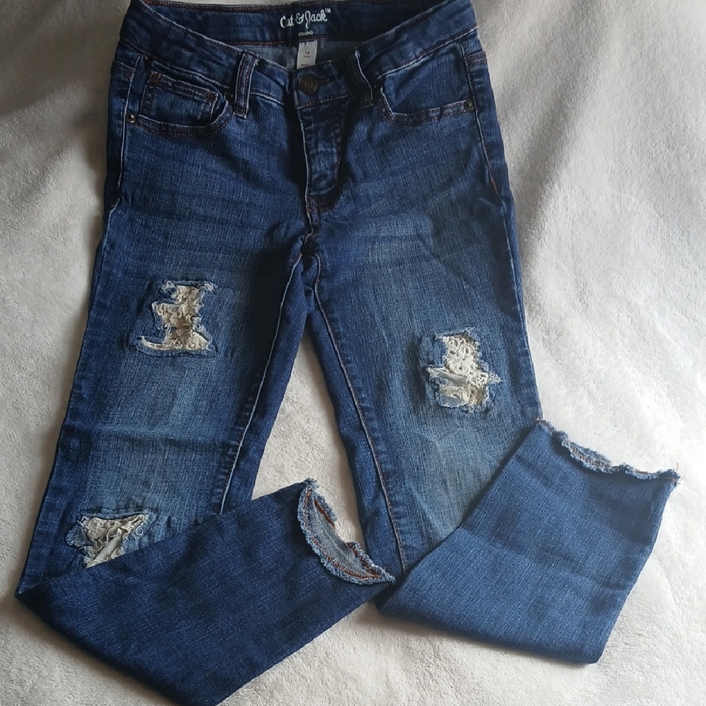 Cat & Jack Girl's Cropped Dark Blue Jeans